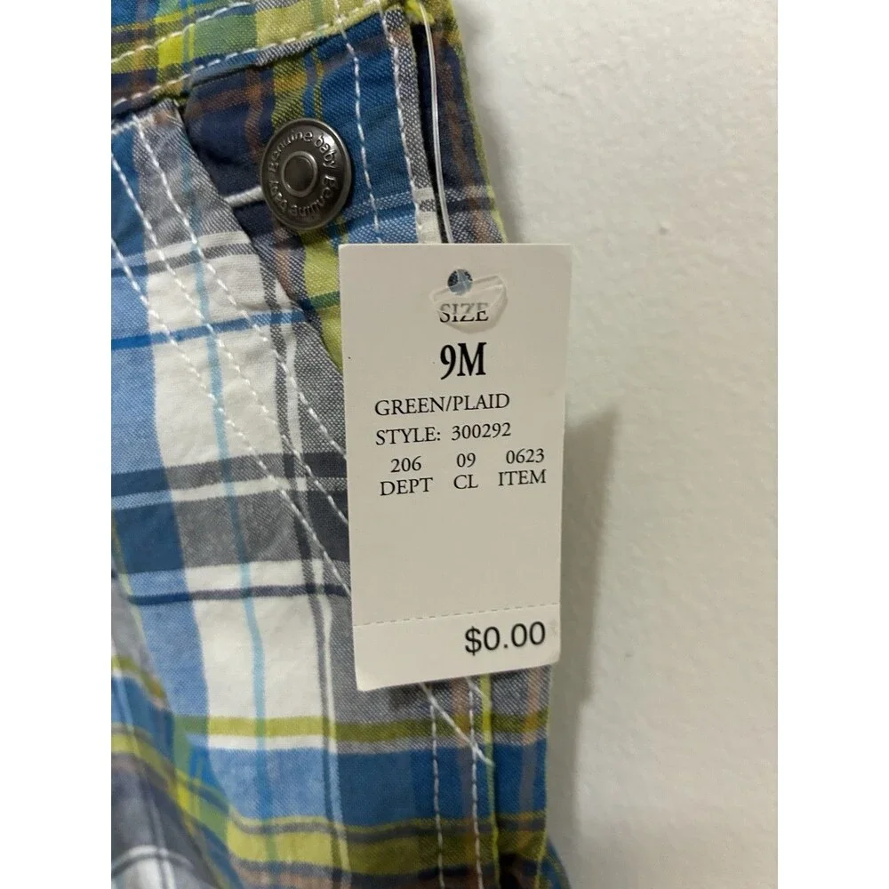 Genuine Baby from Oshkosh Overall Salopette Bib Plaid Jumper Size 9M NWT